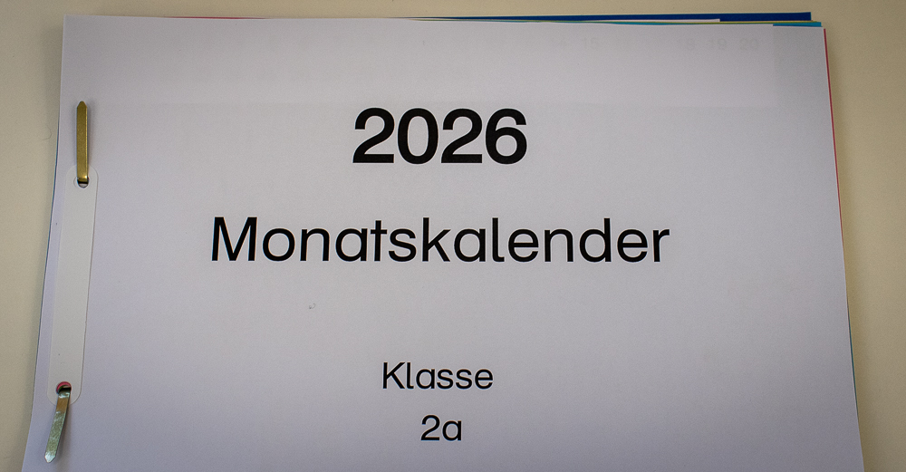 Jahreskalender 2026 der Klasse 2a